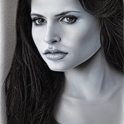 Prompt: portrait of a beautiful young woman by deodato, mike, highly detailed, elegant, sophisticated, mesmerizing