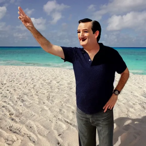 Image similar to Ted Cruz stars in a tourism commercial for Cancun