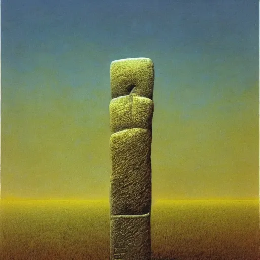 Prompt: stelae lined up across the horizon, zdzislaw beksinski