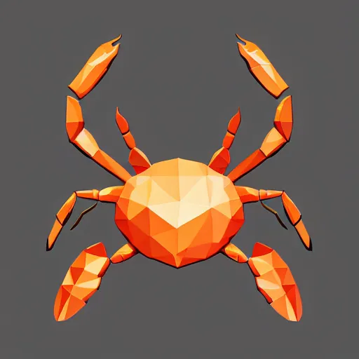 Prompt: new rust crab logo, low poly, vector, artstationhq, digital art