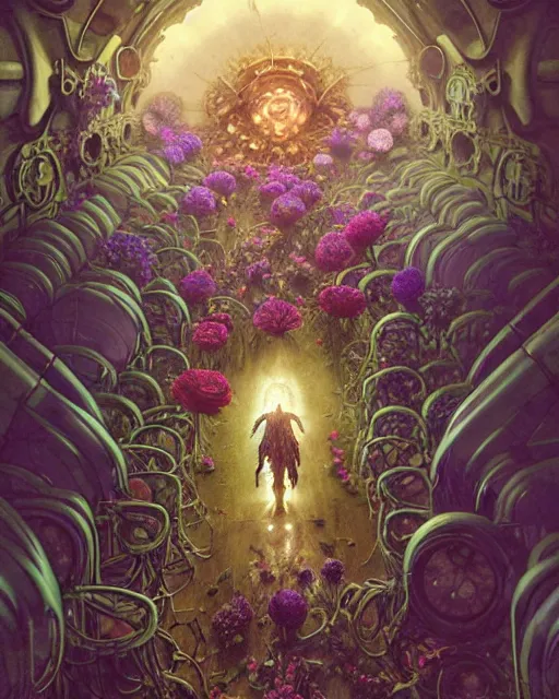 Image similar to the platonic ideal of flowers, rotting, insects and praying of cletus kasady carnage thanos dementor wild hunt doctor doom chtulu mandelbulb mandala ponyo spirited away bioshock davinci botw, d & d, fantasy, ego death, decay, dmt, art by artgerm and greg rutkowski and alphonse mucha