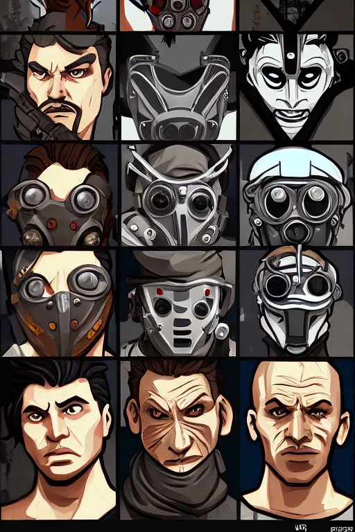 Prompt: 6 member from wolf gangs wear gray bandana, other people use wolf mask. pop art, pixel, bioshock infinite art style, gta chinatown wars art style, dynamic proportional, dynamic composition, face features, body features, ultra realistic art, digital painting, concept art, smooth, sharp focus, illustration, intricate, without duplication, elegant, confident posse.