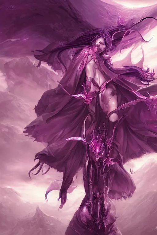 Image similar to beautiful demon princess scenery wallpaper aesthetic, purple color, demonic, cinematic, powerful, super detailed and intricate, elegant, hyper realistic, by artgerm, by kyoung hwan kim, by ralph mcquarrie, by yoshiyuki tomino