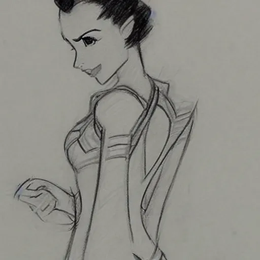 Image similar to milt kahl sketch of victoria justice as princess padme from star wars episode 3