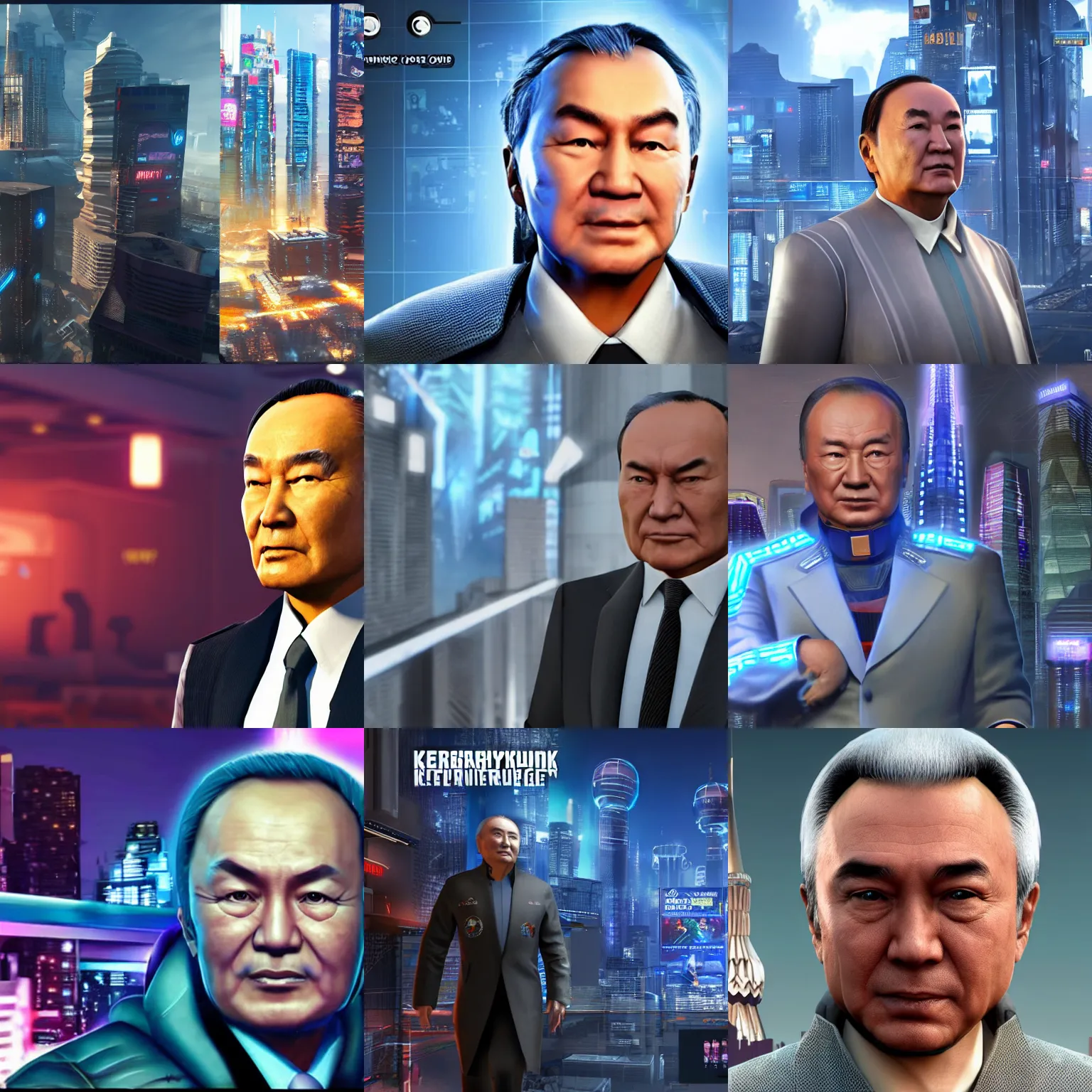 Prompt: Cyberpunk Nursultan Nazarbayev, unreal engine ultrarealistic