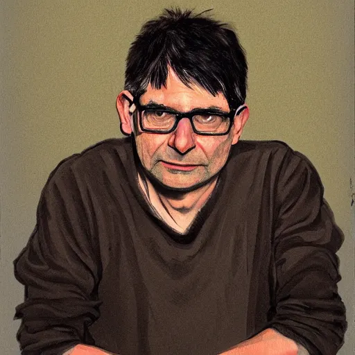 Prompt: steve albini, illustration, by pamela colman smith