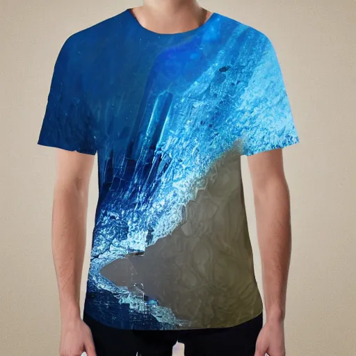 Prompt: an image of a shirt created from water, a shirt made of sea water, abstract art, cinematic photography