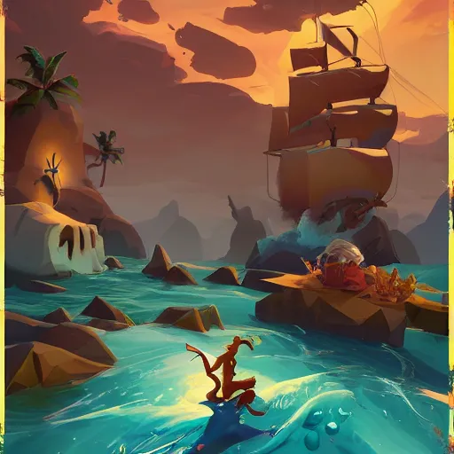 Image similar to painting mermaid treasure on sea of thieves game avatar hero smooth face median photoshop filter cutout vector, behance hd by jesper ejsing, by rhads, makoto shinkai and lois van baarle, ilya kuvshinov, rossdraws global illumination