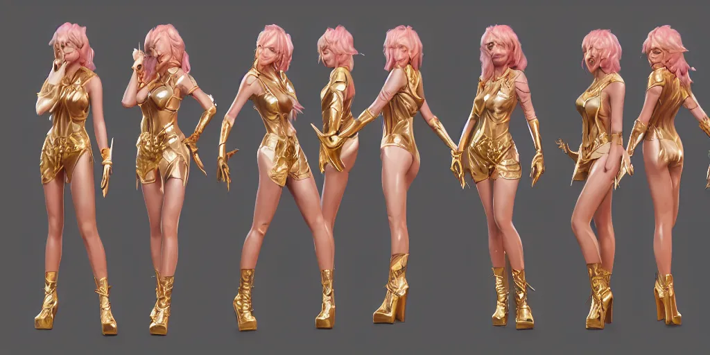 Prompt: character sheet of beautiful KDA Lux (wild rift). 3d render, octane render, realistic, highly detailed, trending on artstation, 4k, trending on artstation, unreal engine 5, trending on artstation, kpop