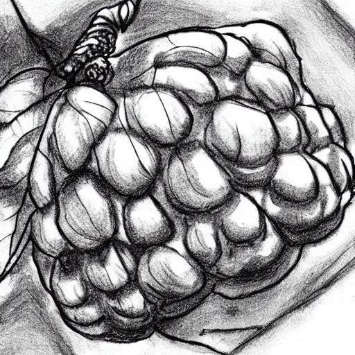 Image similar to professional ink pen sketch of a close-up raspberry