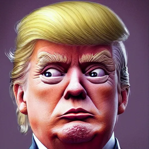 Prompt: symmetry!! portrait of donald trump as a cute muppet, intricate, elegant, highly detailed, digital painting, artstation, concept art, smooth, sharp focus, illustration, art by artgerm and greg rutkowski and alphonse mucha