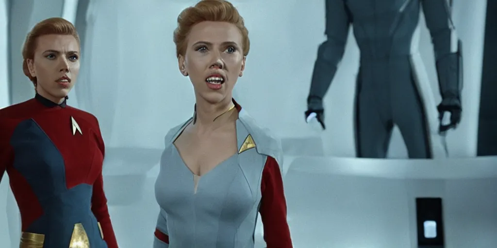 Image similar to Scarlett Johansson in a scene from Star Trek the original series