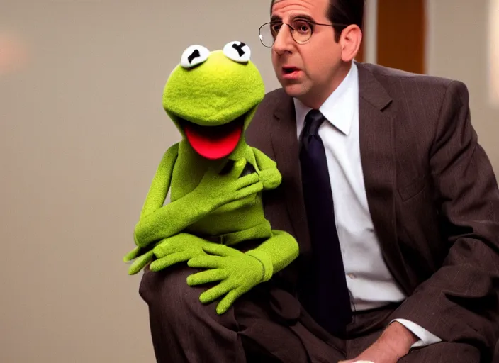 Image similar to film still of Michael Scott as a muppet from The Office, 4k