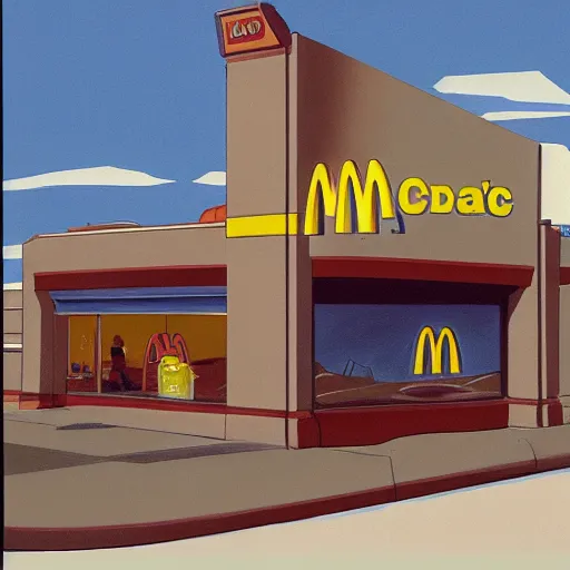 Image similar to ralph mcquarrie concept art of a mcdonalds