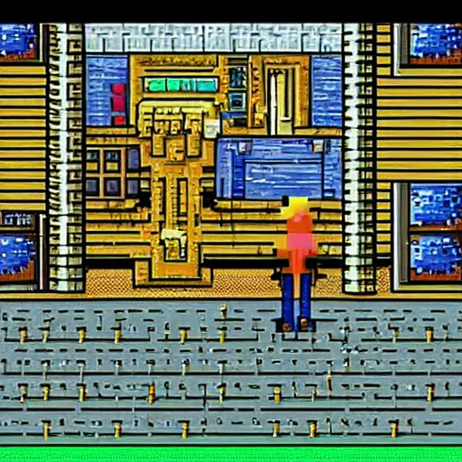 Image similar to a 2 d pixel art scene from a 1 9 9 0 s lucas arts point and click adventure game