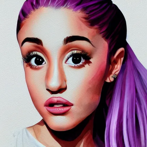 Image similar to portrait of ariana grande, watercolor expressionism, brushstrokes, detailed, digital art, artstation by Dave McKee