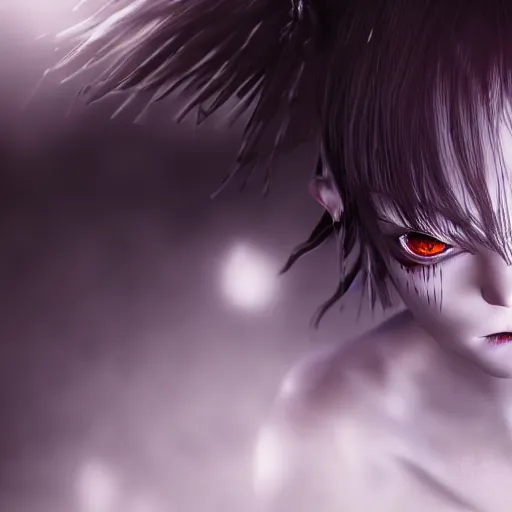 Prompt: photorealistic full shot of masterpiece angry darkness anime girl, beautifull eyes, electric aura, inspired by tim burton, detailed, unreal engine 4 k, volumetric light, fog