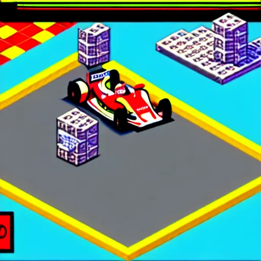 Image similar to isometric formula 1 game 1990s