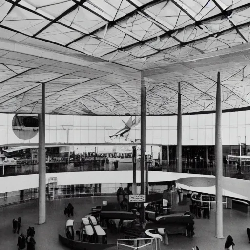 Prompt: airport interior by barbara hepworth