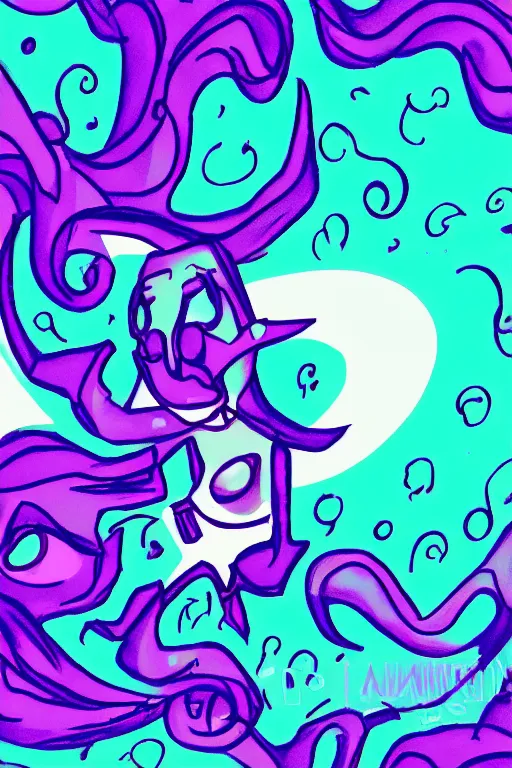 Image similar to digital drawing of JaidenAnimations\'s cartoon avatar, abstract purple lighting, intricate, elegant, somber, somewhat detailed, digital painting, cartoon, smooth, sharp focus, illustration