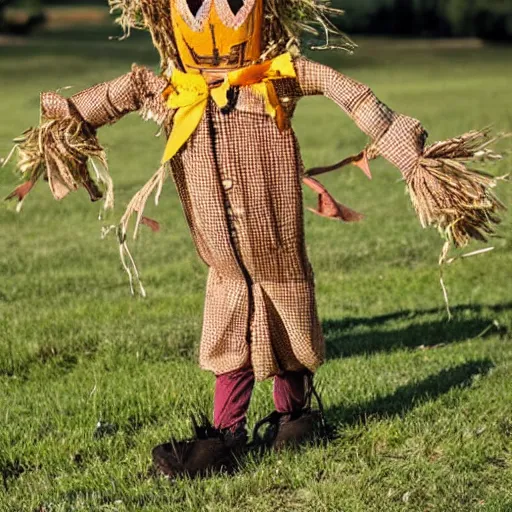 Image similar to a scarecrow doing a catwalk