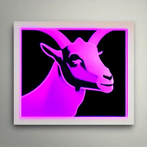 Image similar to goat, portrait, pop art, retrowave, neon light,