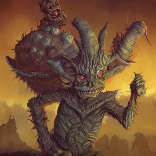 Image similar to concept art, painting of a goblin in the style of todd lockwood, dungeons and dragons, detailed