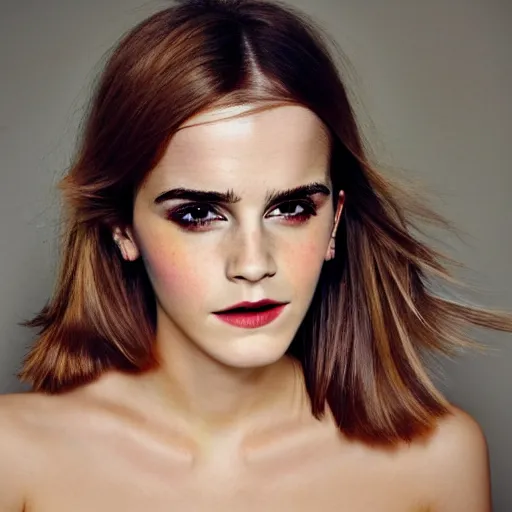 Image similar to Heavy Contour makeup look eye shadow smokey eyes fashion model face emma watson by artgem