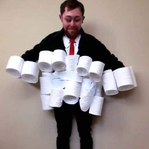 Image similar to creative costume made with toilet paper