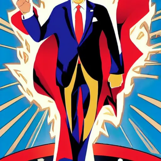 Image similar to joe biden with super powers, nuclear theme, comic book style, superhero