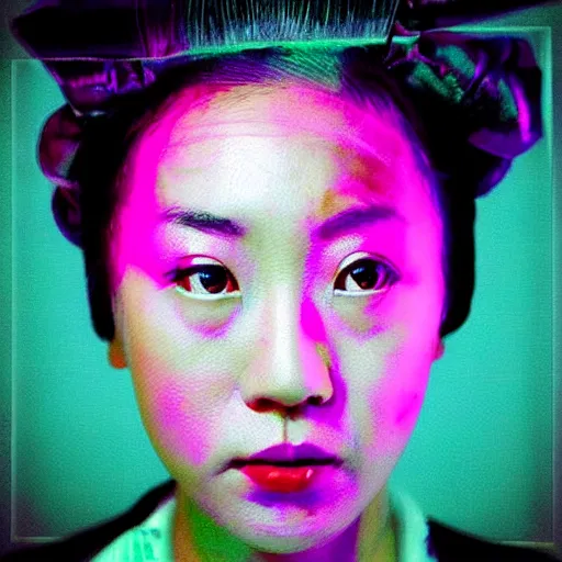 Image similar to “beautiful portrait of Yukimi Nagano (little dragon), synthwave style”