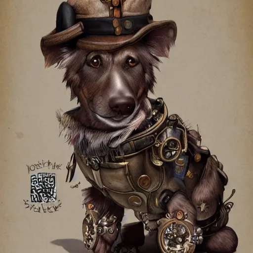 Prompt: poddle dog dressed with inspirations from steampunk style, high detailed, digital art, trending on artstation, devianart, cgsociety