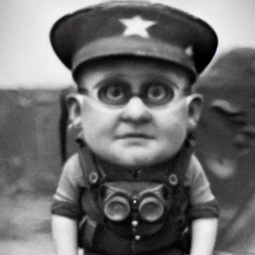 Prompt: a portrait of a minion in world war 2, grainy, shellshocked