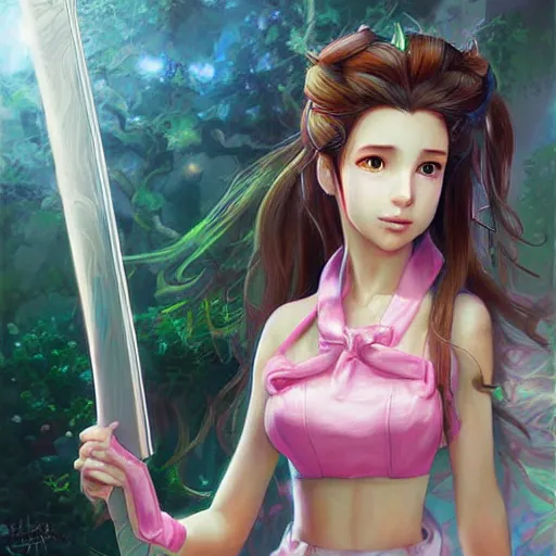 Image similar to aerith gainsborough by nick silva, ja mong, digital