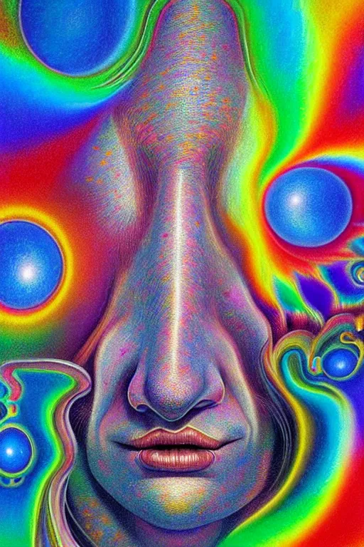 Image similar to hyperrealistic abstract close-up Renaissance psychedelic!! celestial happy! pure creature!! peaceful! kind spirit of nature! beautiful fractal!! eyes! highly detailed concept art eric zener elson peter cinematic hard rainbow lighting high angle hd 8k sharp shallow depth of field endless, inspired by Zdzisław Beksiński Salvador Dali