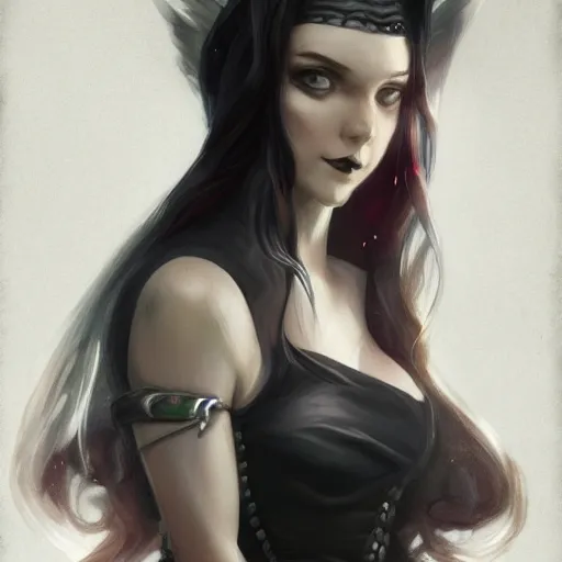 Prompt: jessie from pokemon as a goth girl, fantasy, intricate, elegant, highly detailed, digital painting, artstation, concept art, matte, sharp focus, illustration, art by aenaluck and roberto ferri and greg rutkowski, epic fantasy, digital painting