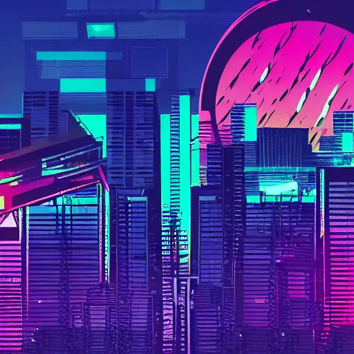 Image similar to debris of broken computer screens, synthwave, retrowave