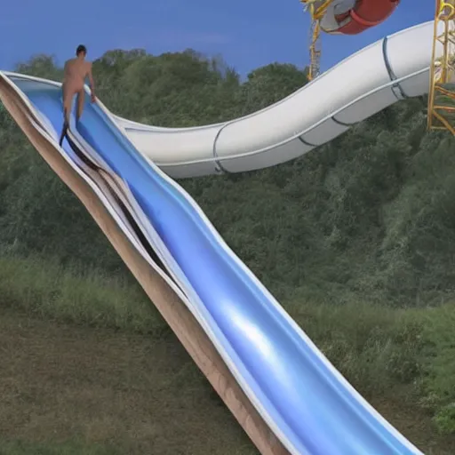 Prompt: elon musk going down a waterslide, photorealistic,