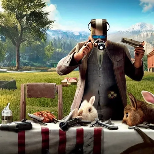 Image similar to a rabbit in the video game Far cry 5