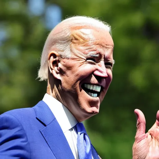 Prompt: joe biden with gigantic rabbit teeth