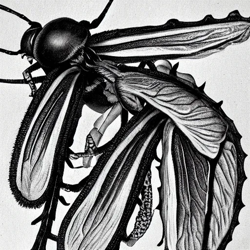 Image similar to bug, black and white, botanical illustration