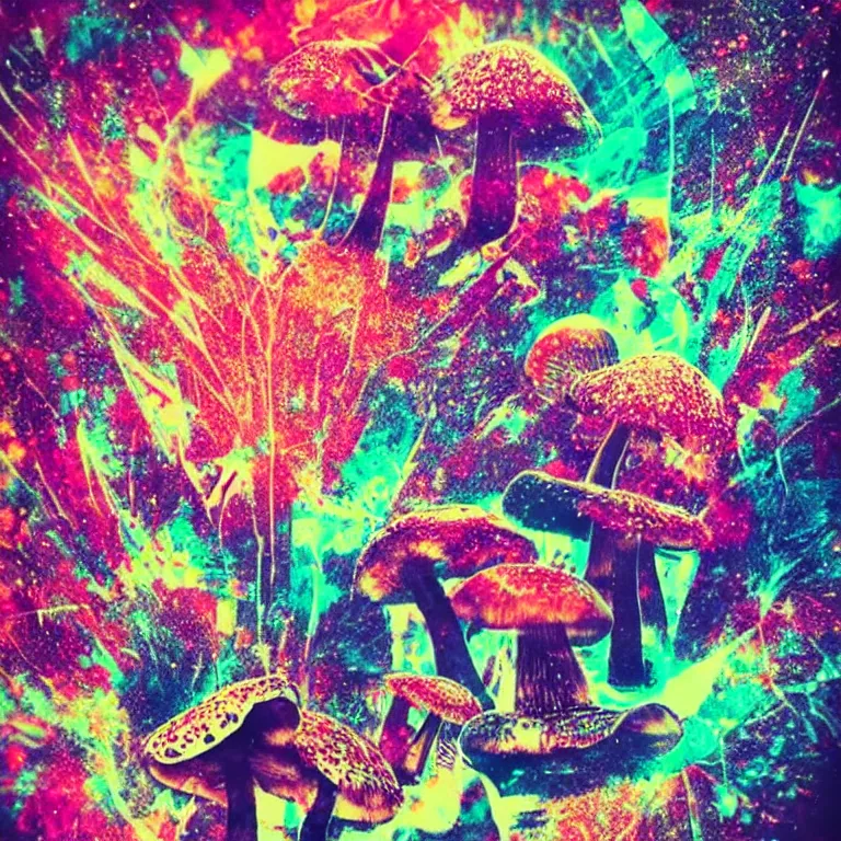 Image similar to double exposure of dally life, symbols of live, explosion, cyber mushroom city, love is the most relevant theme, love is infinity, love is begin of all, 8 k resolution, artistic mode, artistic, trending on instagram, long exposure, love art, serious, fantasy and dreams vibes, mushrooms style and macro style, colorful picture