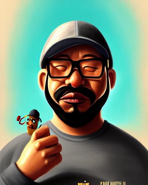 Image similar to painting portrait of big smoke evaporating as smoke, cartoon, warm lighting. big smoke's body is smoke. movie poster, illustration by bartek fedyczak, erak note, tooth wu, neil richards, kan liu, siwoo kim, jisu choe, trending on art station