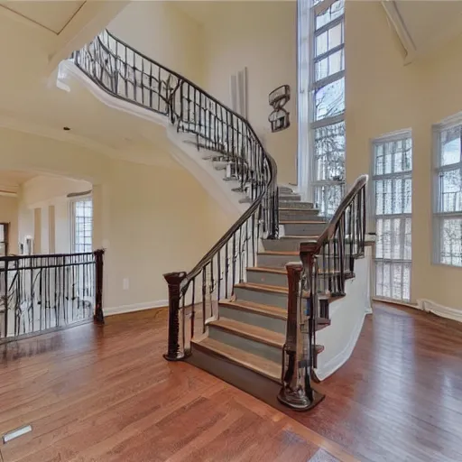 Prompt: a real estate listing photo of an eight-story house in the suburbs