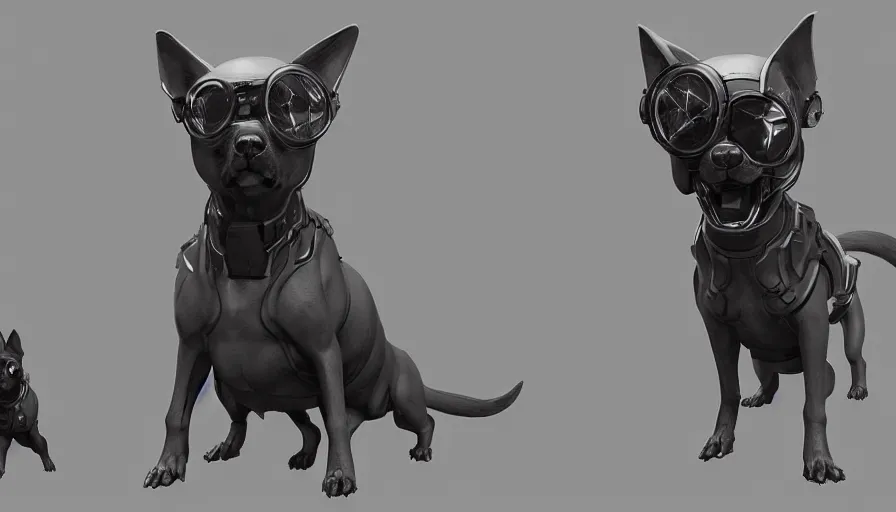 Image similar to a group of lawbreaking dogs trying to look smart, cyberpunk art by yumihiko amano, cgsociety, figurative art, toonami, zbrush, official art