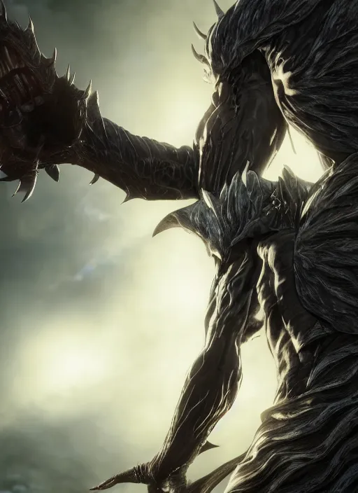 Image similar to femto god hand from berserk, ultra detailed fantasy, elden ring, realistic, dnd character portrait, full body, dnd, rpg, lotr game design fanart by concept art, behance hd, artstation, deviantart, global illumination radiating a glowing aura global illumination ray tracing hdr render in unreal engine 5