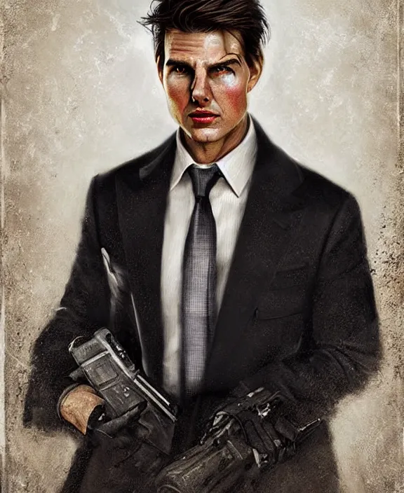 Image similar to portrait of tom cruise as a psychopathic lawyer for the church of scientology, art by denys tsiperko and bogdan rezunenko and tom bagshaw, hyperrealism