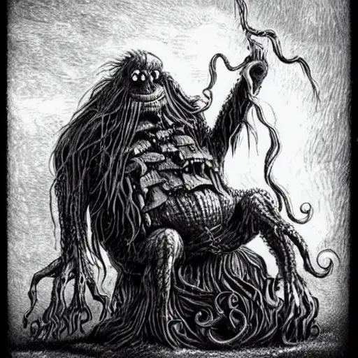 Image similar to davy jones monster playing organ