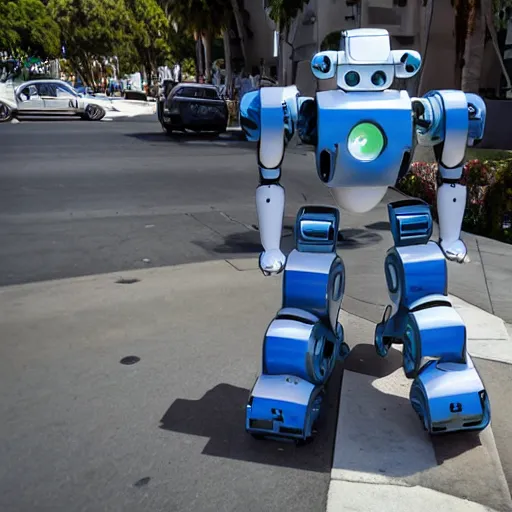 Image similar to LOS ANGELES CA, JUNE 7 2028: One of the most incredible helpful robots that emerged from the future-technology-portal.