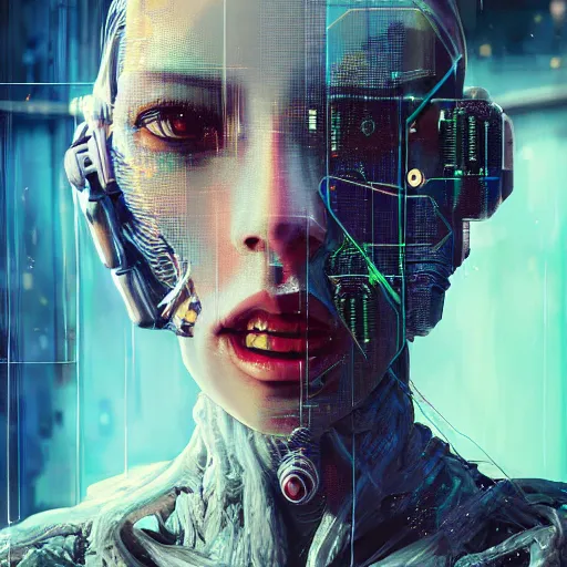 Image similar to hyperrealistic portrait of a woman monster astronaut, full body portrait, well lit, intricate abstract. cyberpunk, intricate artwork, by Tooth Wu, wlop, beeple. octane render,in the style of Jin Kagetsu, James Jean and wlop, highly detailed, sharp focus, intricate concept art, digital painting, ambient lighting, 4k, artstation